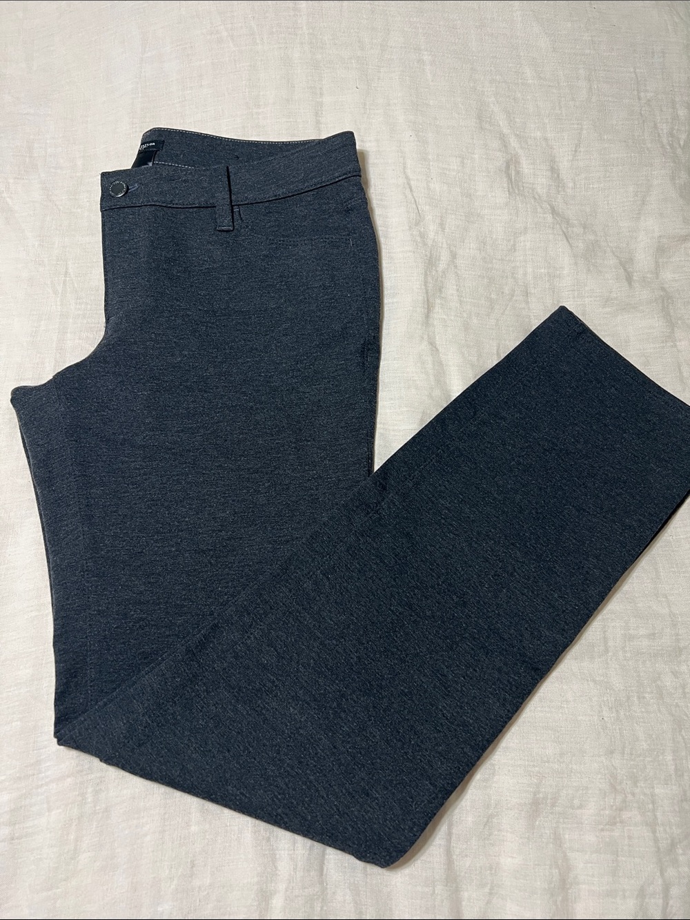 Ann Taylor Heathered Gray Straight-Leg Stretch Pants